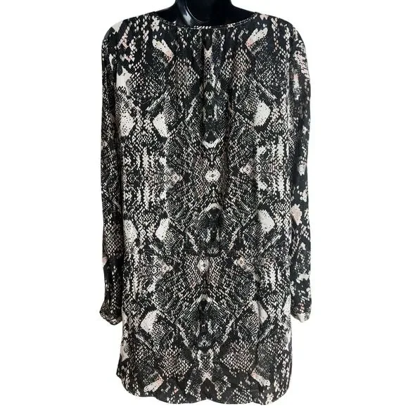 INC International Concepts Blouse 14 Snake Print Drawstring Waist Long Sleeve - Picture 6 of 9